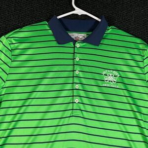 U.S. Open Collection Erin Hills‎ Green Navy Blue Striped Polo Men's Size XL